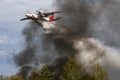 Ukrainian Antonov-32 firefighting aircraft in action during Training of rescue services near Kyiv, Ukraine