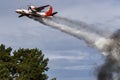 Ukrainian Antonov-32 firefighting aircraft in action during Training of rescue services near Kyiv, Ukraine.