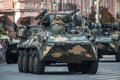 Ukrainian armored vehicle BTR-4 `Bucephalus` on city streets at Independence parade in Kiev, Ukraine, august 2021