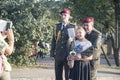 Ukrainian army, a girl takes a selfie with soldiers. Ukraine. Chernihiv city.