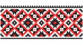 Seamless traditional Ukraine pattern Slavic ornament embroidered cross-stitch. Red black and white. Royalty Free Stock Photo