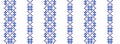 Ukrainian blue striped pattern of cornflower, bluet, bluebottle. Traditional ukrainian cross stitch folk, ethnic pattern