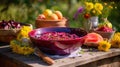 Ukrainian Borscht in a Sunflower Field