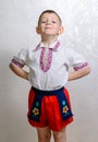 Ukrainian boy proud to wear traditional costume