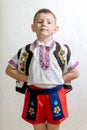 Ukrainian boy proud to wear traditional costume