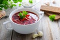 Ukrainian cabbage and beetroot soup - borshch Royalty Free Stock Photo