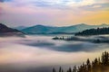 Ukrainian Carpathian Mountains landscape background during the sunset in the autumn season. Royalty Free Stock Photo