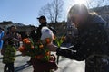 Ukrainian children sell flowers during their action called `Buy flowers and support our defenders` in Lviv