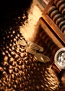 Ukrainian coins, luxury clock and abacus Royalty Free Stock Photo