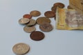 Ukrainian coins on a white background