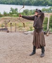 Ukrainian Cossack in Zaporozhian Sich. Khortytsia island, Ukraine