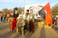 Ukrainian Cossacks and fighter of right sector pose for photo du