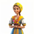 Ukrainian 3d cartoon female character, Generative Ai