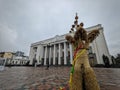 Ukrainian didukh with Verkhovna Rada in the background