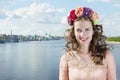 Ukrainian on the Dnieper in Kiev in a wreath of flowers