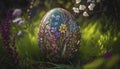Ukrainian Easter Egg Meadow. Generative AI