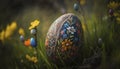 Ukrainian Easter Egg Meadow. Generative AI