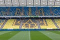 Ukrainian emblem on seats at stadium