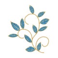 Ukrainian embroidered blue leave