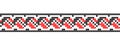 Ukrainian embroidery border pattern in red and black colors. Pixel art, vyshyvanka, cross stitch. Ukrainian folk, ethnic