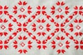 Ukrainian embroidery folk pattern ornament. Design of ethnic textures. Embroidered element by red and white threads.