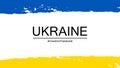 Ukrainian flag, blue yellow frame, isolated white background. Patriotic text Ukraine, standwithukraine. Grunge stylized