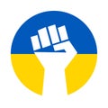 Ukrainian flag with fist symbol icon