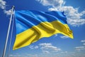 Ukrainian Flag Flying High with a Blue Sky Background, Ai Generative