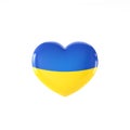 Ukrainian flag, heart shape, 3d rendering Royalty Free Stock Photo