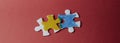 The ukrainian flag in jigsaw pieces, web banner