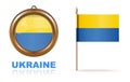 Ukrainian flag and medallion with Ukrainian flag inside Royalty Free Stock Photo