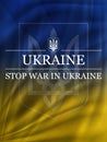 Ukrainian flag with trident. Concept of the Ukrainian flag on the poster Royalty Free Stock Photo