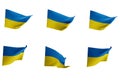 Ukrainian flag 6 type on the white background. Ukraine Flags. 3D work and 3D illustration Royalty Free Stock Photo