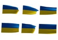 Ukrainian flag 6 type on the white background. Ukraine Flags. 3D work and 3D illustration Royalty Free Stock Photo