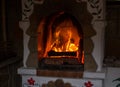 Ukrainian Folk Petrikovka Style Hand Painted fireplace Royalty Free Stock Photo
