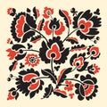 Ukrainian folk style flowers pattern in square Royalty Free Stock Photo