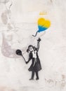 Ukrainian Girl Balloon Graffiti