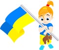 Ukrainian girl with a flag - vector Royalty Free Stock Photo
