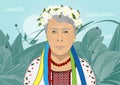 Ukrainian grandmother in embroidery