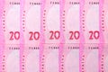 Ukrainian hryvnia, banknotes 200 hrivna in the form of numbers of the New Year 2020,2020 .... Money, Christmas gifts