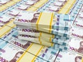 Ukrainian hryvnia finance concept. Hryvnia 1000 banknotes stacked, symbolizing wealth, savings, and financial success in Ukraine.