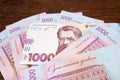 Ukrainian hryvnia, new banknotes of 1000 hryvnia. Hryvnia UAH. Money.