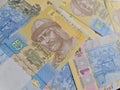 Ukrainian hryvnia picture Stack of banknotes UAH hryvna number Concept of finances Cash economic crisis Business success