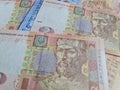 Ukrainian hryvnia picture Stack of banknotes UAH hryvna number Concept of finances Cash economic crisis Business success