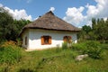 Ukrainian hut with a straw roof Royalty Free Stock Photo