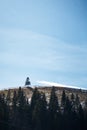 Ukrainian karpaty mountains landscape. Lone tree on the hill