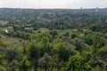 Ukrainian landscape of industrial mining green town view from the mountain Royalty Free Stock Photo