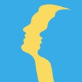 Ukrainian man face outline. Abstract yellow blue person silhouette