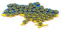 Ukrainian map with mines, 3D rendering