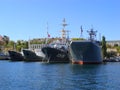 Ukrainian military ships docked in Sevastopol, Crimea